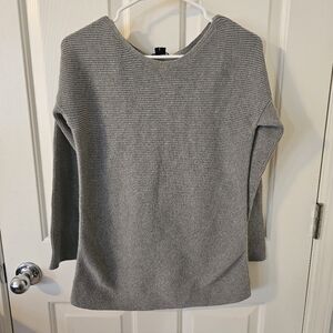 Theory Women's Gray Knit Tunic Pullover Sweater Cashmere Cotton Blend Size SP